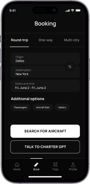 Application booking page
